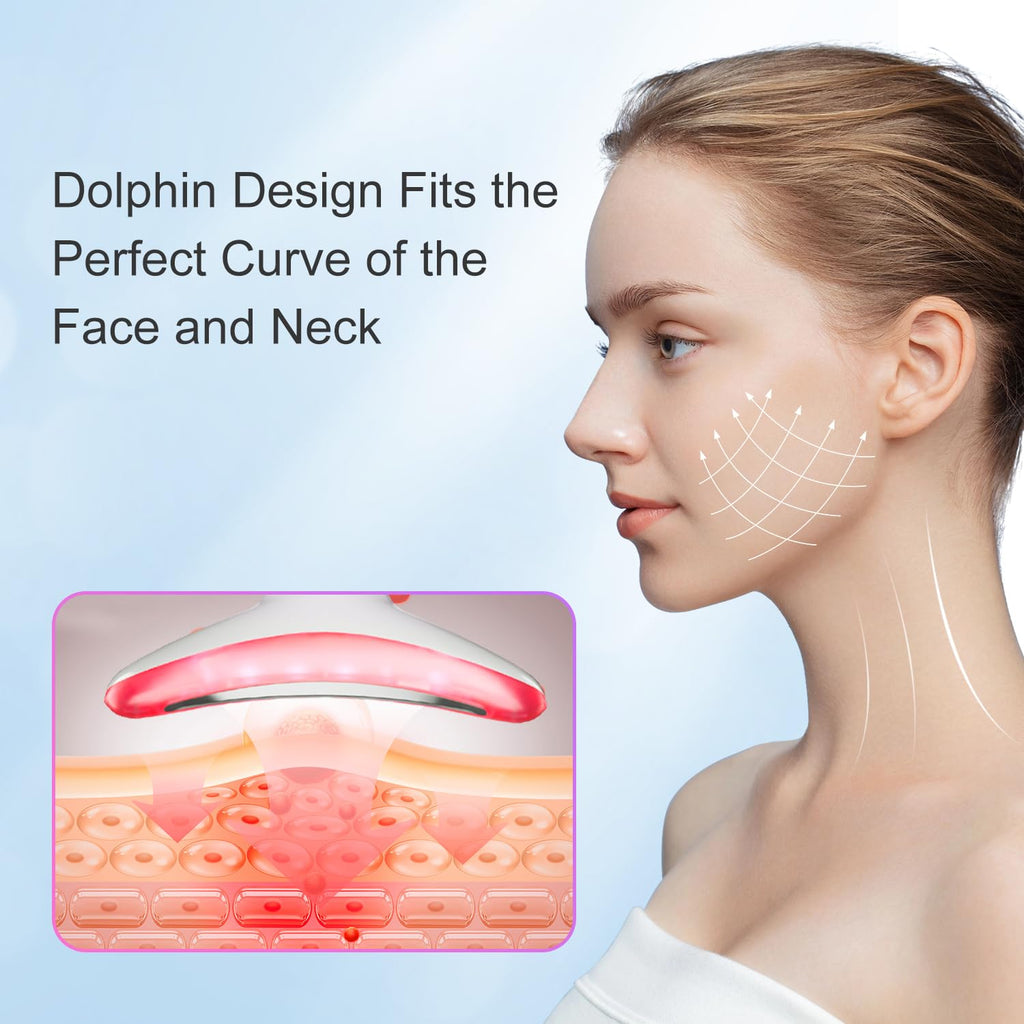 7 Color Neck Face Massager Tool, Facial Massager for Skin Care at Home, Face Sculpting Tool with Thermals, Vibration (White)